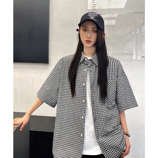 玄唐 宽松舒适时尚简约休闲短袖衬衫 女款