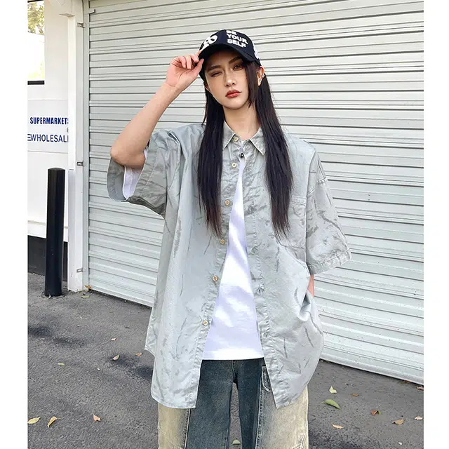 玄唐 透气高级感宽松休闲短袖衬衫 女款