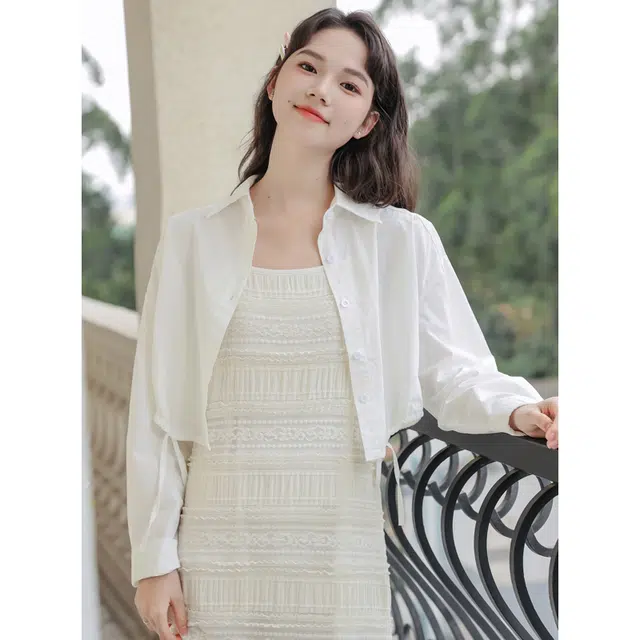 玄唐 简约休闲气质抽绳短款抽绳衬衫外套裙装套装 女款
