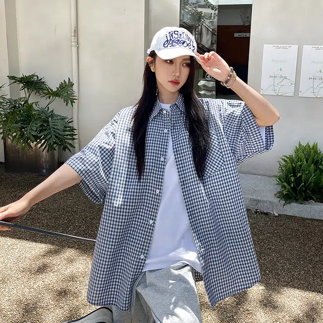 玄唐 宽松舒适时尚简约休闲短袖衬衫 女款
