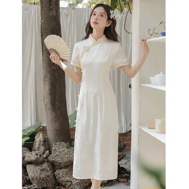玄唐 领证登记旗袍新中式新娘订婚礼服气质复古年轻款裙装套装 女款