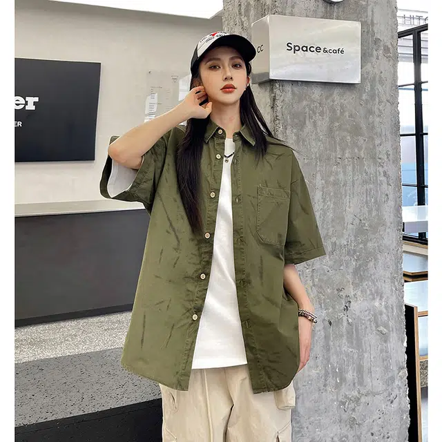 玄唐 透气高级感宽松休闲短袖衬衫 女款