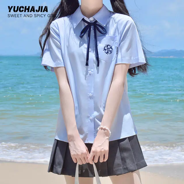御茶家 基础款纯色刺绣衬衫 女款 白色
