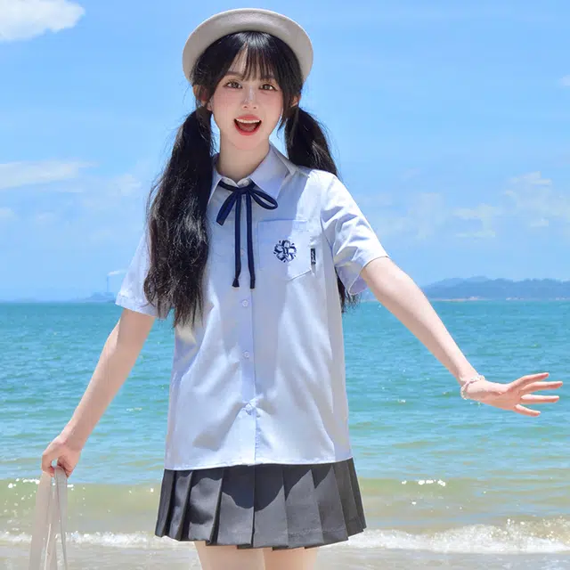 御茶家 基础款纯色刺绣衬衫 女款 白色