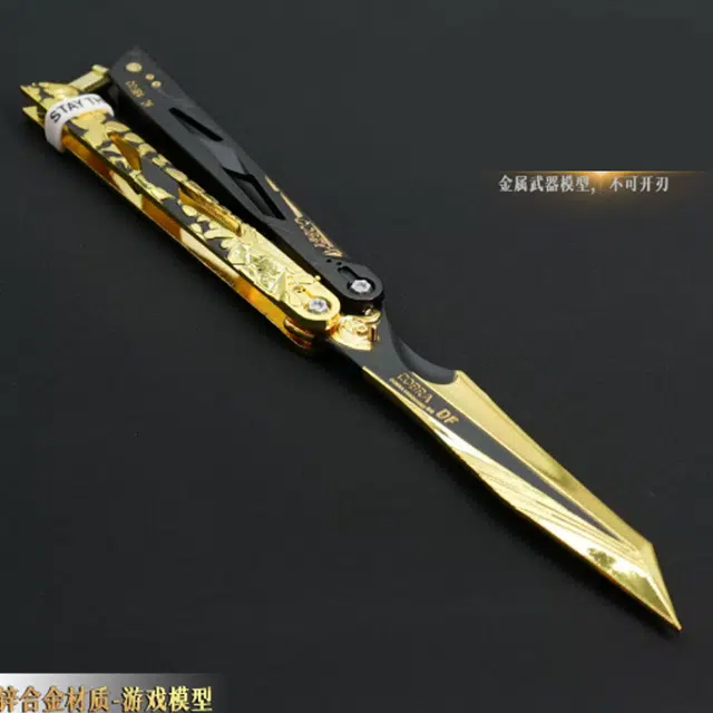 吉砖 三角洲行动游戏周边 影锋蝴蝶刀 甩手刀金属折叠甩刀玩具 未开刃 成品模型