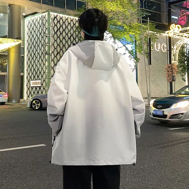 草本初色  渐变美式高街字母下摆松紧设计复古户外百搭潮流宽松休闲长袖落肩拉链无性别主义飞行员  保暖透气防风冲锋衣 男女同款