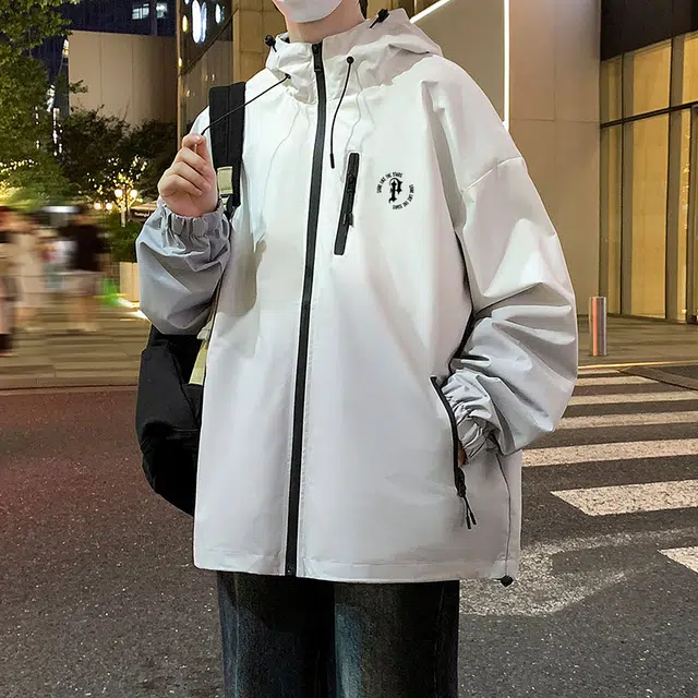 草本初色  渐变美式高街字母下摆松紧设计复古户外百搭潮流宽松休闲长袖落肩拉链无性别主义飞行员  保暖透气防风冲锋衣 男女同款