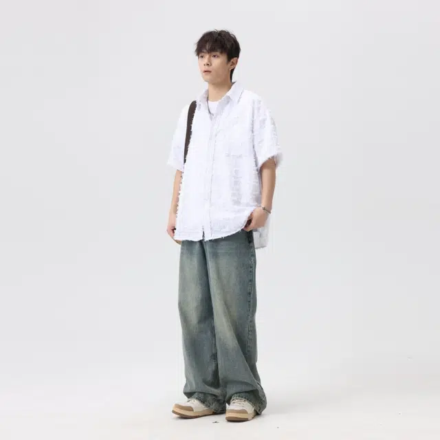 左岸 港风格子衬衣男时尚宽松休闲夏威夷度假风短袖上衣衬衫 男款