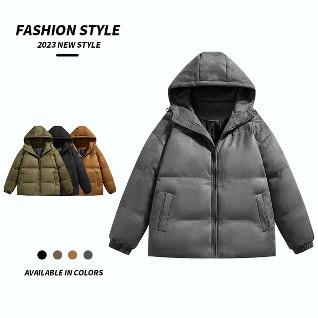 左岸 秋冬保暖港风连帽面包服棉衣宽松简约纯色潮牌外套棉服 男款