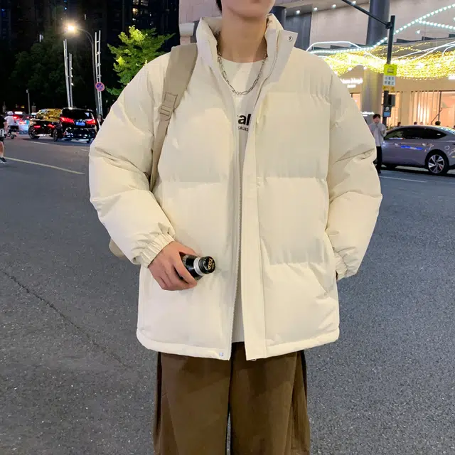 左岸 美式高街设计立领男士百搭纯色棉衣外套休闲上衣面包服简约时尚宽松舒适学院风户外港风潮牌棉服 男款