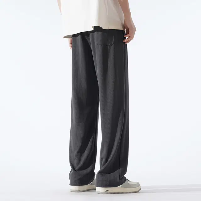 左岸 高街纯色简约宽松舒适阔腿直筒运动卫裤休闲裤 男款