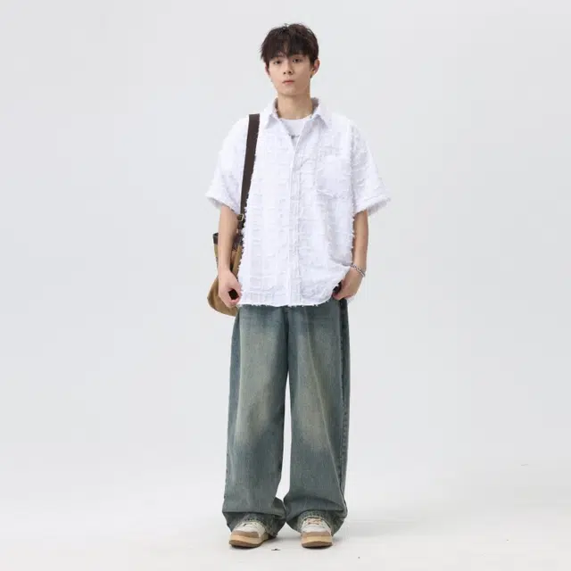 左岸 港风格子衬衣男时尚宽松休闲夏威夷度假风短袖上衣衬衫 男款