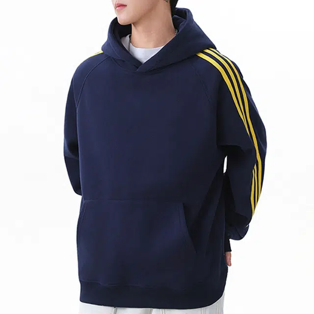 左岸 美式高街时尚简约宽松透气潮流百搭上衣套头拼接条纹设计个性高级感休闲舒适小众学院风港风潮牌卫衣 男款