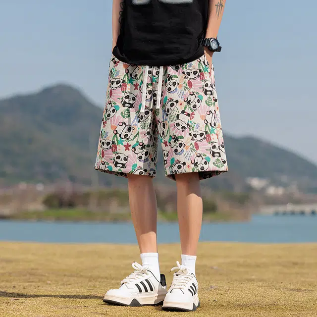 左岸 美式刺绣五分裤薄款宽松运动时尚中裤外穿休闲短裤 男女同款