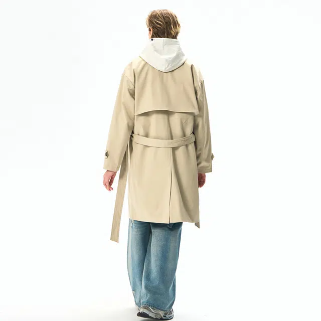 左岸 英伦复古时尚潮牌百搭纯色开衫翻领上衣休闲宽松舒适防风外套秋冬季痞帅双排扣过膝大衣中长款风衣 男款