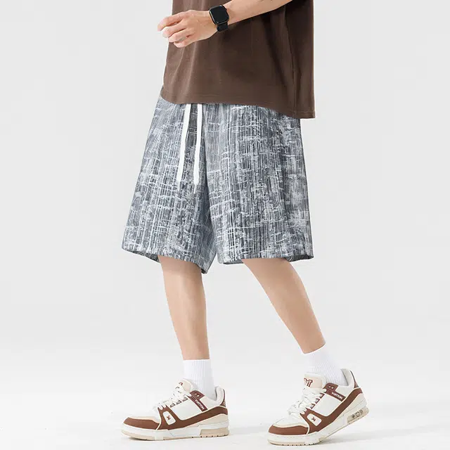 左岸 大码高街宽松透气运动五分休闲短裤 男款