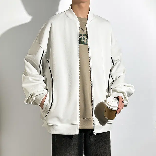 左岸 美式潮流插色圆领领开衫卫衣宽松休闲百搭长袖春秋薄款上衣外套夹克 男款
