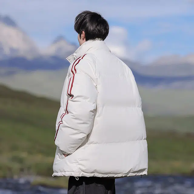 左岸 立领棉衣男秋冬季加厚保暖防寒服棉袄潮牌面包服冬装外套假两件撞色条纹棉服 男款