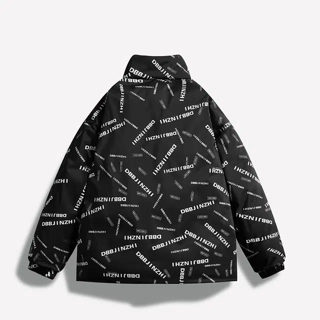 左岸 秋冬加厚保暖立领双面穿面包服棉衣宽松港风潮牌字母印花简约棉袄外套棉服 男女同款