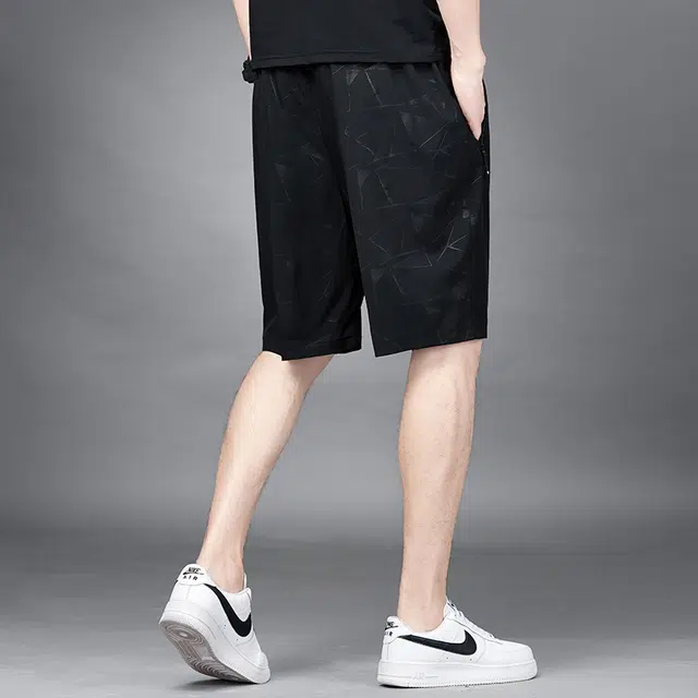 左岸 美式高街创意满印印花薄款透气舒适大码五分裤休闲短裤 男女同款