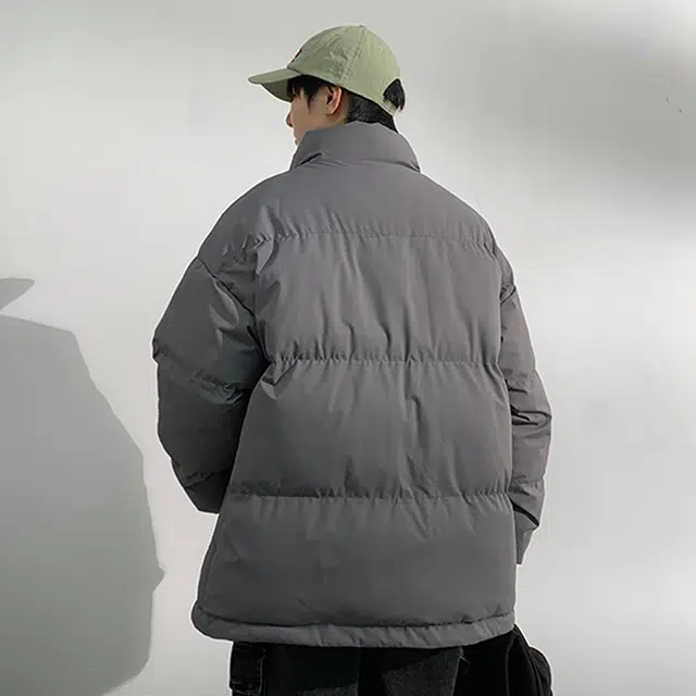 左岸 秋冬加厚保暖立领面包服棉衣加肥加大码胖子装宽松简约纯色港风潮牌棉袄外套棉服 男款