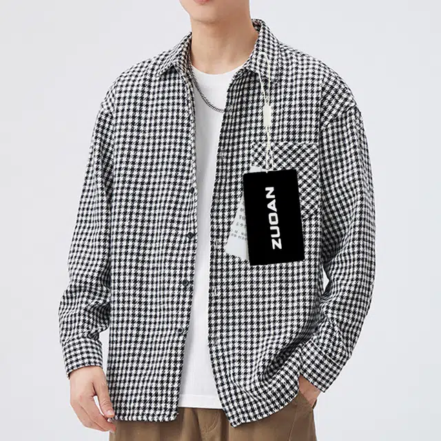 左岸 美式高街青少年百搭潮流港风衬衣男休闲新潮时尚插色格子翻领工装个性舒适柔软运动垂感复古衬衫 男款