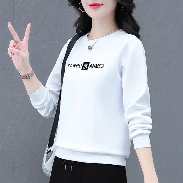 左岸 时尚休闲秋冬款加厚保暖舒适简约圆领字母设计显瘦显年轻潮流百搭上衣卫衣 女款