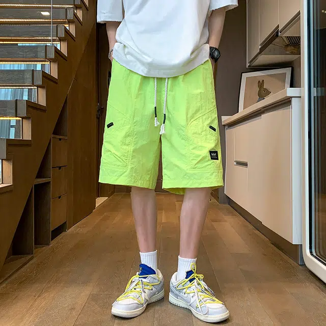 左岸 夏季美式休闲风纯色百搭时尚日常通勤户外活动宽松舒适透气吸汗冰爽帅气潮牌工装短裤 男款