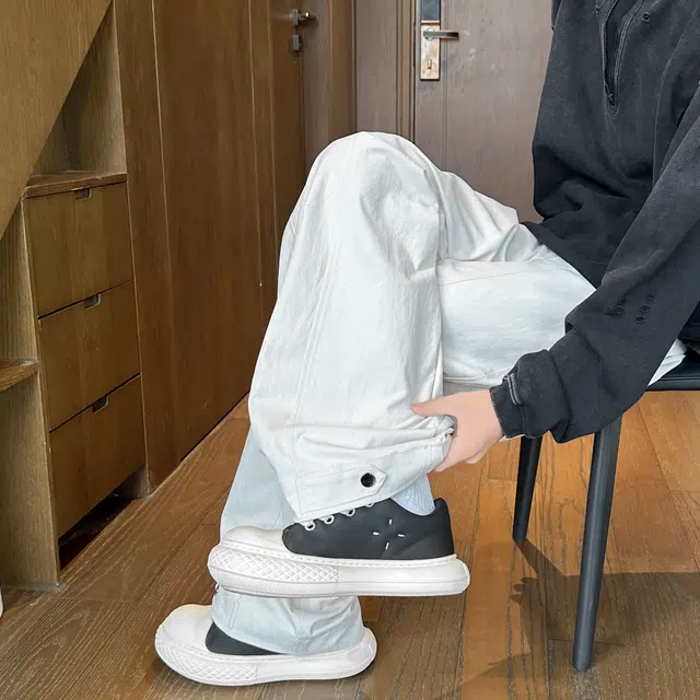 左岸 美式高街潮流百搭纯色宽松直筒长裤柔软舒适轻便透气阔腿裤春秋季休闲裤 男款