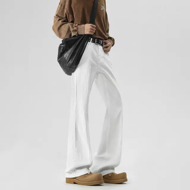 左岸 秋季美式高街潮牌裤子男微喇长裤柔软舒适休闲裤牛仔裤 男款