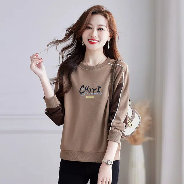 左岸 字母宽松适中圆领长袖卫衣 女款