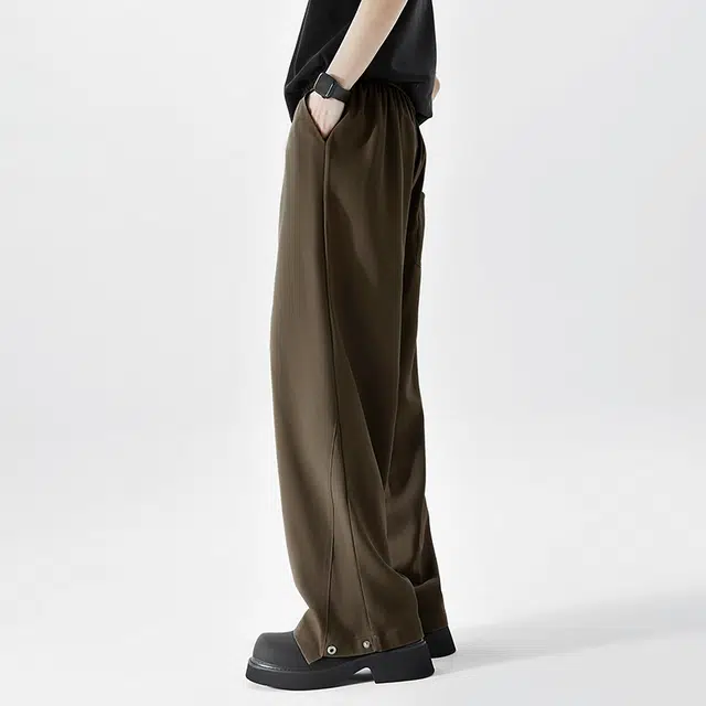 左岸 高街直筒阔腿长裤垂感拖地潮牌宽松休闲裤 男款