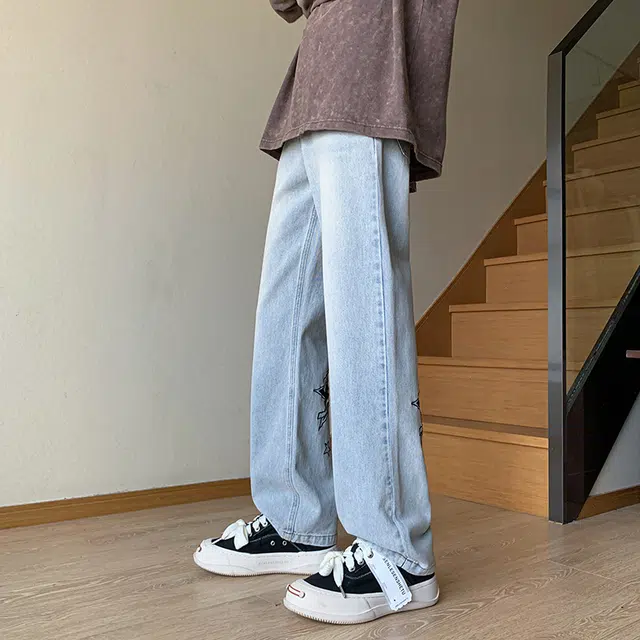 左岸 美式高街青少年直筒长裤痞帅宽松时尚高级感休闲舒适百搭牛仔裤 男女同款