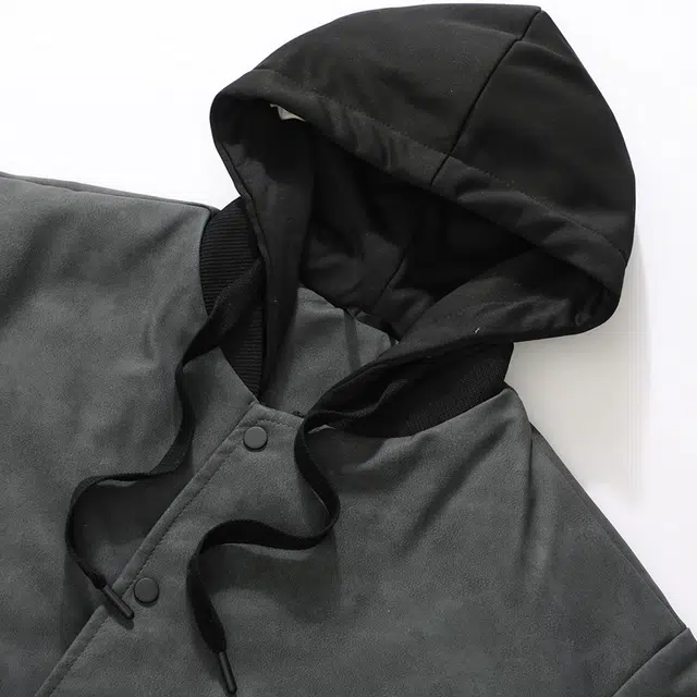 左岸 加棉加厚潮流百搭撞色拼接假两件带帽拉链开衫夹克上衣宽松休闲舒适防风保暖外套秋冬皮衣 男款