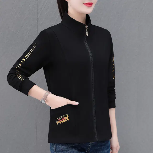 左岸 时尚简约女士薄款长袖外套百搭潮流宽松透气舒适柔软轻便气质设计立领拉链上衣洋气减龄休闲夹克 女款