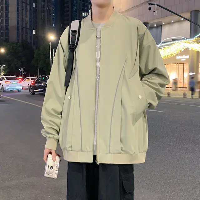 左岸 美式飞行员外套男秋季宽松休闲棒球服上衣潮牌高街工装夹克 男款