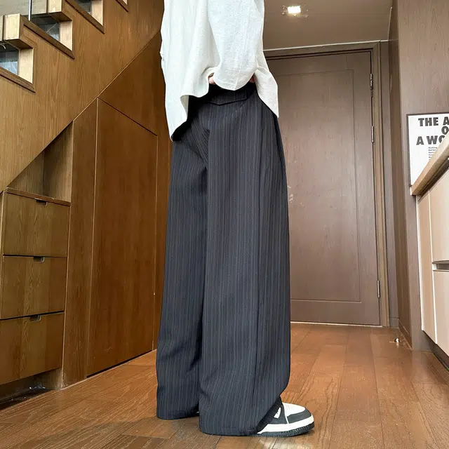 左岸 美式高街潮流百搭纯色提花肌理感条纹宽松显瘦直筒长裤柔软舒适轻便透气阔腿裤春秋季休闲裤 男款