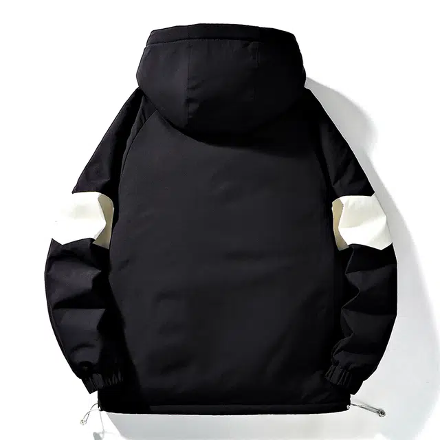 左岸 加绒加厚美式潮流百搭撞色拼接带帽拉链开衫上衣宽松休闲防风保暖秋冬夹克外套 男款