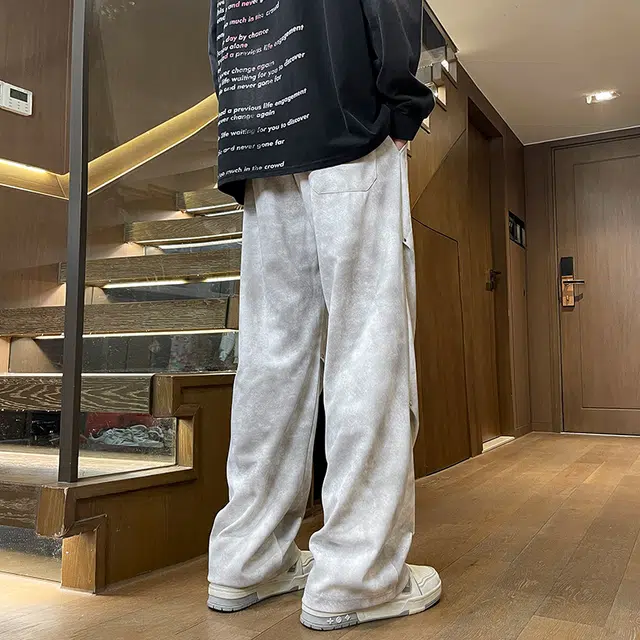 左岸 夏季美式高街风复古时尚百搭潮流个性扎染脏赃裤日常通勤户外活动宽松舒适透气吸汗冰爽帅气潮牌休闲裤 男款
