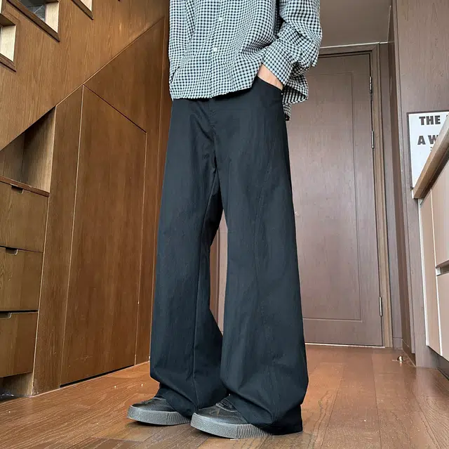 左岸 美式高街潮流百搭纯色宽松直筒长裤柔软舒适轻便透气显瘦阔腿裤春秋季休闲裤 男款