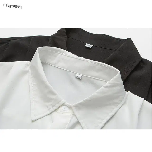 左岸 夏季冰丝薄款简约纯色休闲青春小众学院风时尚酷潮宽松舒适百搭痞帅港风潮牌衬衣短袖衬衫 男款