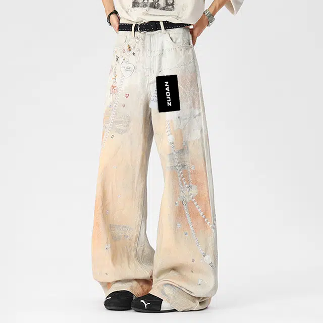 左岸 美式高街潮流百搭舒适宽松简约时尚个性高级感休闲小众学院风港风潮牌牛仔裤 男款