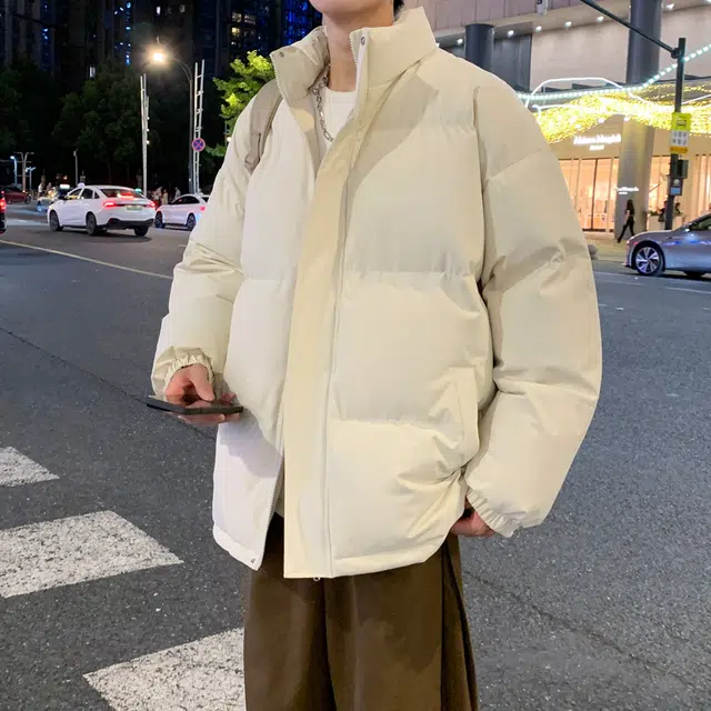 左岸 美式高街设计立领男士百搭纯色棉衣外套休闲上衣面包服简约时尚宽松舒适学院风户外港风潮牌棉服 男款