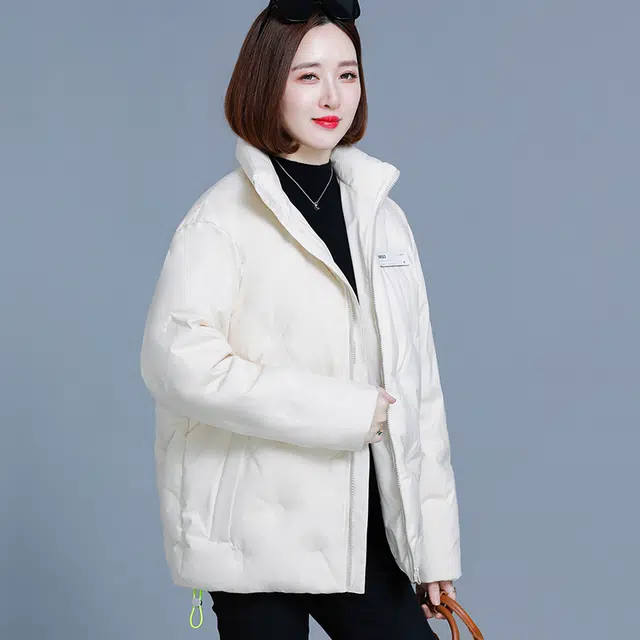 左岸 经典时尚百搭潮流纯色防寒蓬松保暖抗静电宽松显瘦舒适拉链国潮户外休闲外套简约防风棉袄面包服羽绒服 女款