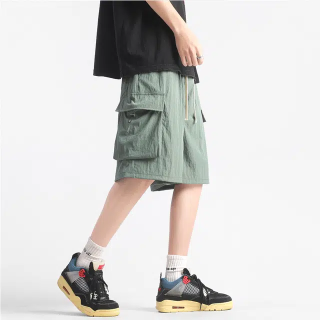 左岸 夏季五分裤男潮牌宽松直筒中裤美式速干沙滩裤休闲运动工装短裤 男款