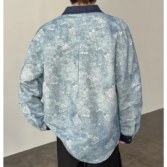 左岸 港风潮流百搭春秋开衫印花上衣休闲宽松舒适衬衣撞色拼接潮牌老钱风衬衫 男款