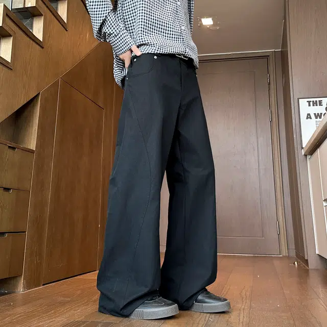 左岸 美式高街潮流百搭纯色宽松直筒长裤柔软舒适轻便透气显瘦阔腿裤春秋季休闲裤 男款