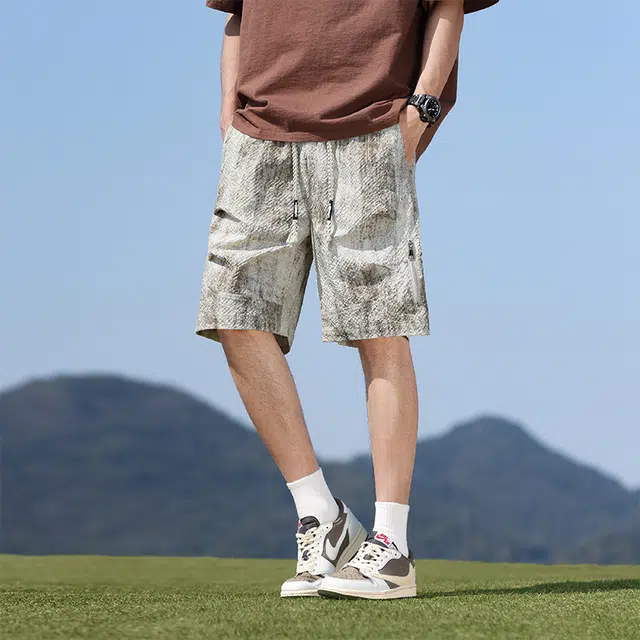 左岸 夏季美式休闲风百搭时尚日常通勤户外活动宽松舒适透气吸汗冰丝帅气潮牌工装短裤 男款