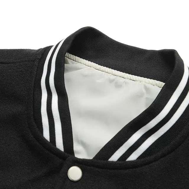 左岸  美式复古潮流宽松长袖单排扣拼色刺绣字母无性别主义飞行员棒球服 男女同款