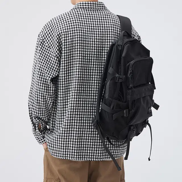 左岸 美式高街青少年百搭潮流港风衬衣男休闲新潮时尚插色格子翻领工装个性舒适柔软运动垂感复古衬衫 男款